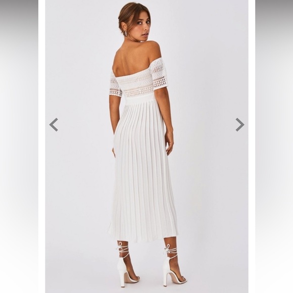 Little Mistress Baby Blue “Ellen” Crochet Lace Bardot Midaxi Dress - Picture 5 of 10